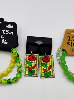 Earrings and bracelets set - 4 bracelets x 1 pair of earrings